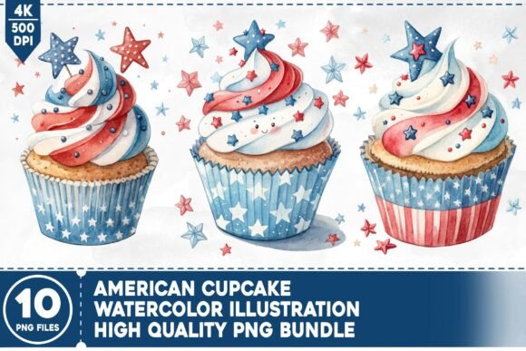 American Cupcake PNG Bundle: Sweet Designs for Creative Projects
