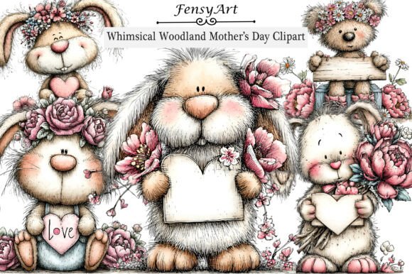Charming Whimsical Woodland Mother's Day Clipart