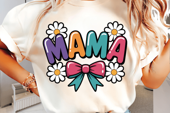Cute Mama Daisy Bow Mother's Day PNG for Creative Projects