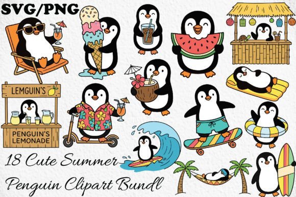Cute Summer Penguin Clipart Bundle: Strategic Design Value for Creative Professionals
