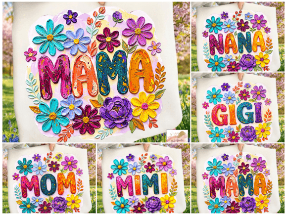 Floral Mom Png Mama Png Nana Gigi Mimi: Creative Assets for Commercial and Personal Use