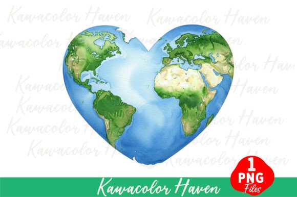 Heart Shaped Earth Globe Clipart – A Versatile Digital Design Asset