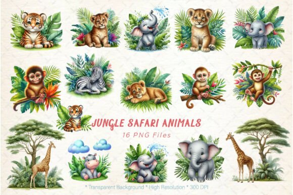 Jungle Safari Animals Clipart Bundle – Creative Inspiration for DIY Enthusiasts