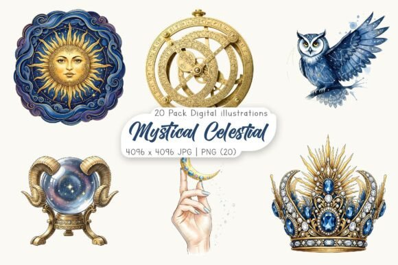 Mystical Celestial Clipart Bundle: Creative Inspiration for Every Project