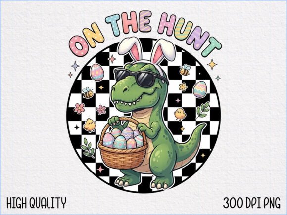 On the Hunt Easter Dinosaur PNG
