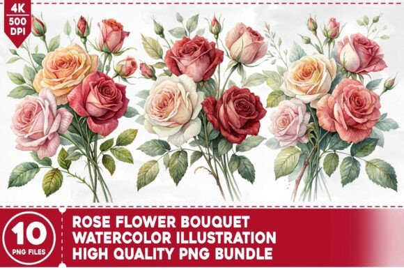 Rose Flower Bouquet PNG Bundle for Creative Projects
