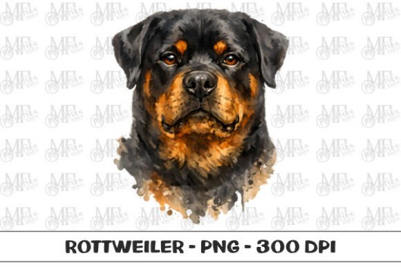 Rottweiler Dog Watercolor Portrait PNG: A Versatile Asset for Creative Projects