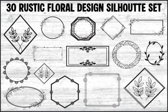 Rustic Floral Frame Silhouette Bundle for Creative Projects