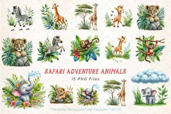 Safari Adventure Animals Clipart Bundle
