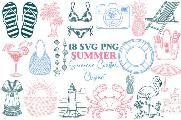 Summer Coastal Clipart Bundle: A Fresh Design Resource for Beach-Themed Creativity
