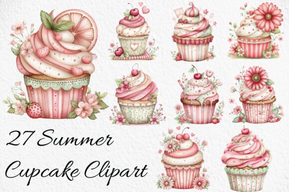 Summer Cupcake Clipart: A Versatile Design Resource for Creative Projects