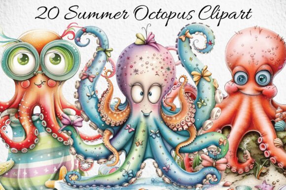 Summer Octopus Clipart: Brighten Your Creative Projects with Ocean Charm