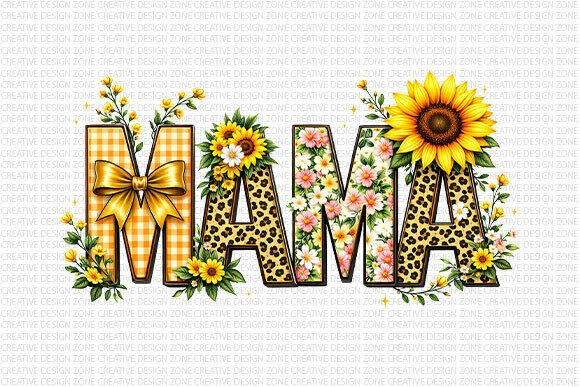 Sunflower Leopard Mama PNG: Create Trendy Mom-Themed Products with Style
