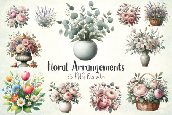 Watercolor Floral Arrangements Clipart: A Versatile Design Resource for Creative Projects