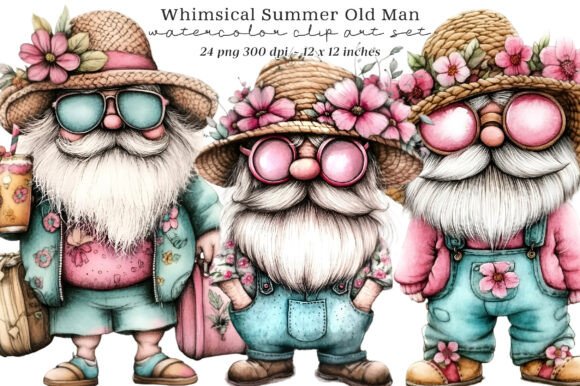 Whimsical Summer Old Man Clipart: Creative Design Made Easy