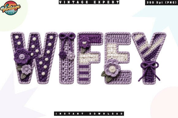 Wifey Romantic Love Crochet Yarn PNG